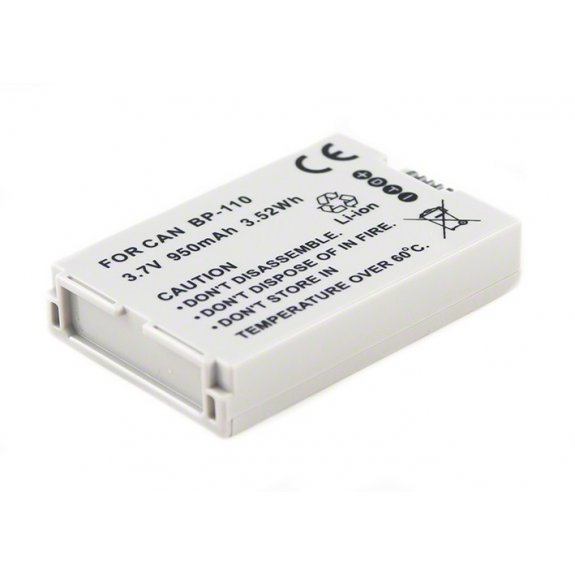 Vhbw Batteria Da 950mAh 3.7V Per Canon Legria HF R28 – Sostituisce BP-110, Con Infochip Per Stato Di Carica